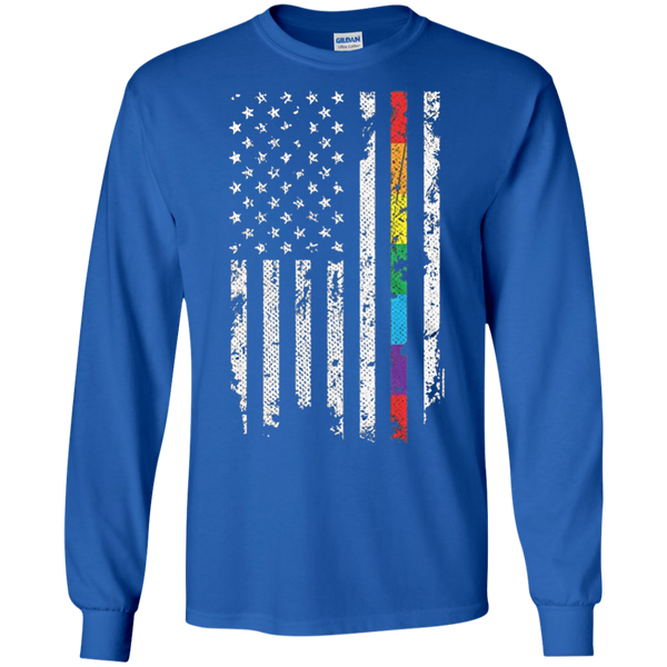 Threadrock Men's Gay Pride Rainbow American Flag Long Sleeves