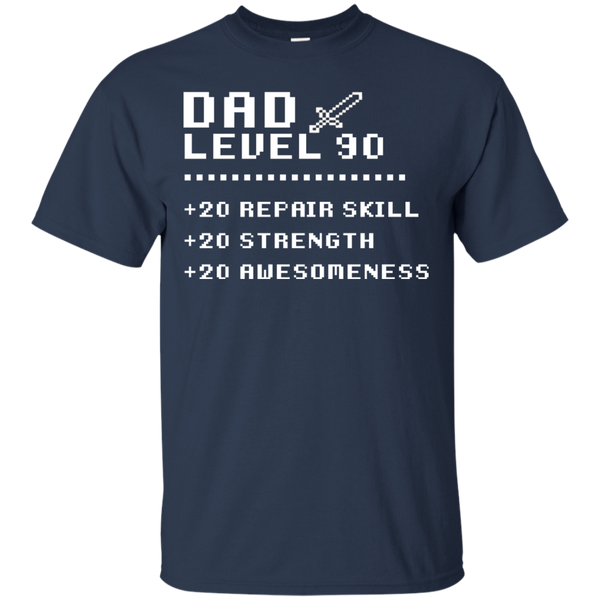 Gift Papa Retro Video Gaming Rpg Level 90 Dad Cotton T-Shirt