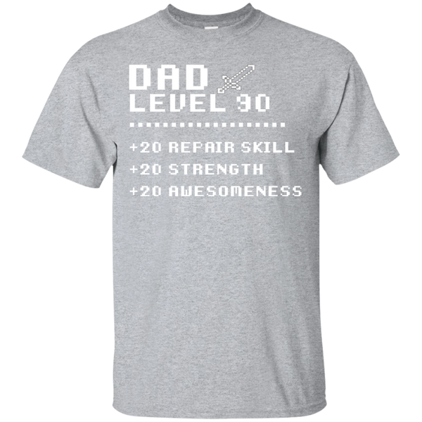 Gift Papa Retro Video Gaming Rpg Level 90 Dad Cotton T-Shirt
