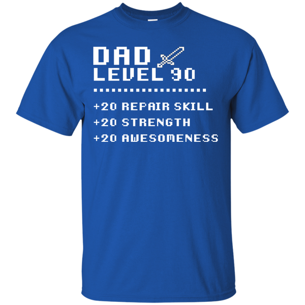 Gift Papa Retro Video Gaming Rpg Level 90 Dad Cotton T-Shirt