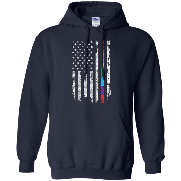 Threadrock Men's Gay Pride Rainbow American Flag Pullover Hoodie