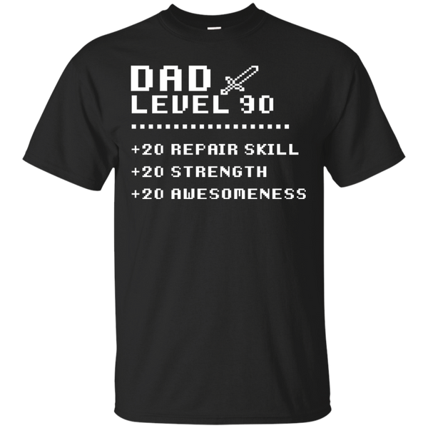 Gift Papa Retro Video Gaming Rpg Level 90 Dad Cotton T-Shirt