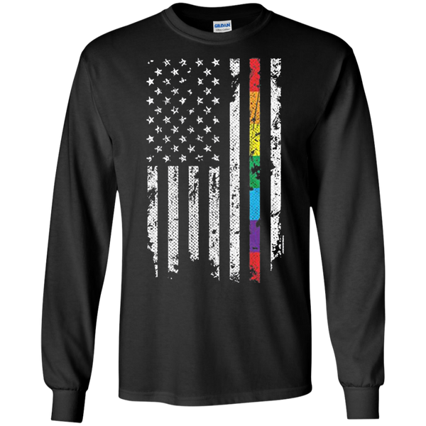 Threadrock Men's Gay Pride Rainbow American Flag Long Sleeves