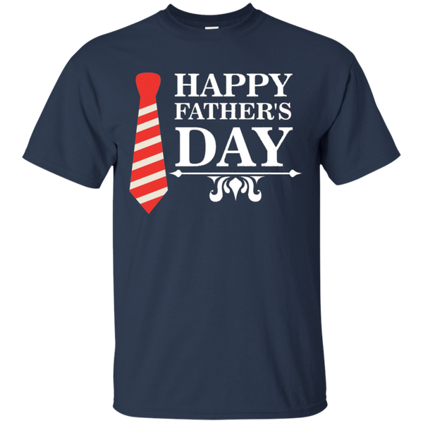 Gift Papa Happy Father Day with Tie Cotton T-Shirt
