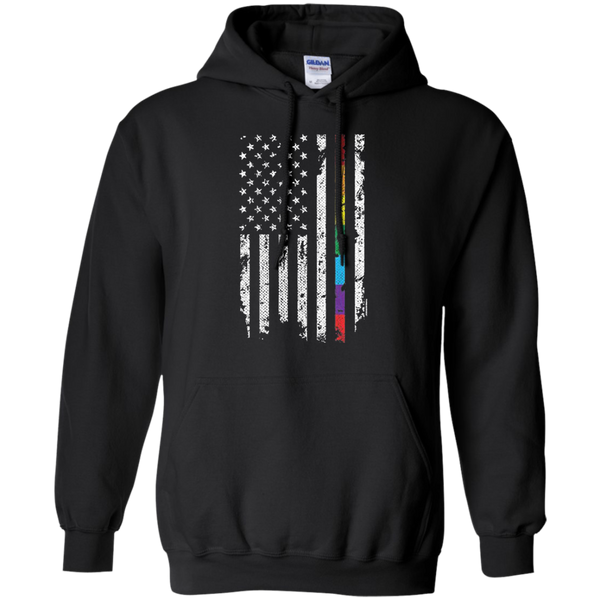 Threadrock Men's Gay Pride Rainbow American Flag Pullover Hoodie