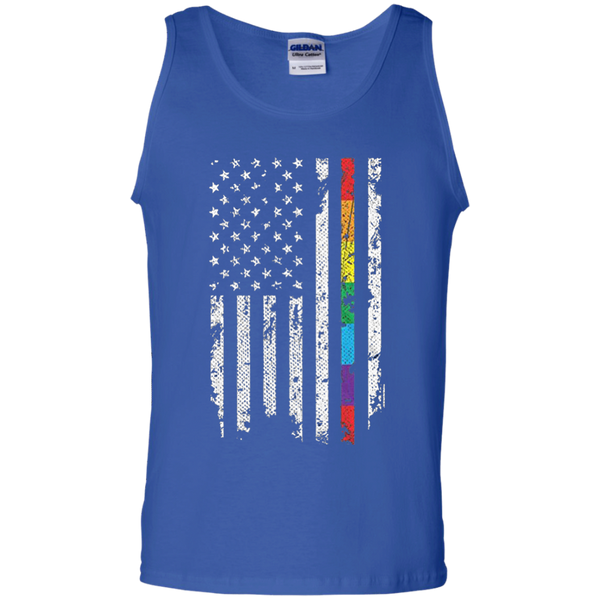 Threadrock Men's Gay Pride Rainbow American Flag Tank Top