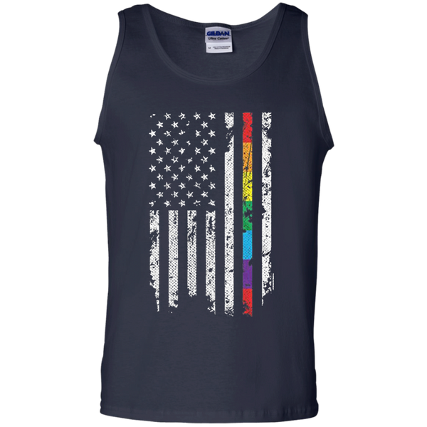Threadrock Men's Gay Pride Rainbow American Flag Tank Top