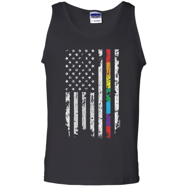Threadrock Men's Gay Pride Rainbow American Flag Tank Top